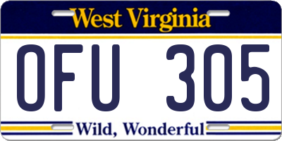 WV license plate OFU305