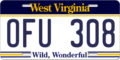 WV license plate OFU308