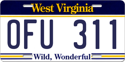 WV license plate OFU311