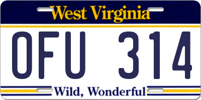 WV license plate OFU314