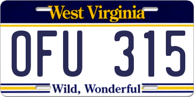 WV license plate OFU315