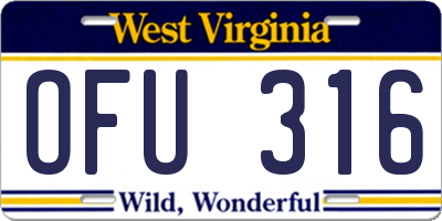 WV license plate OFU316