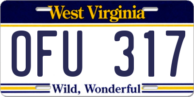 WV license plate OFU317