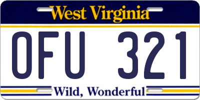 WV license plate OFU321