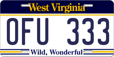WV license plate OFU333