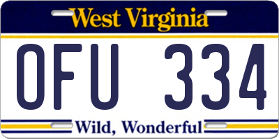 WV license plate OFU334