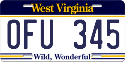 WV license plate OFU345