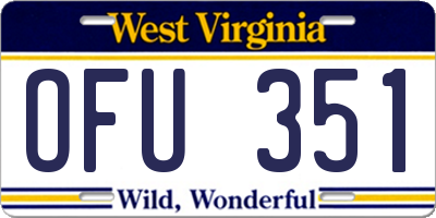 WV license plate OFU351