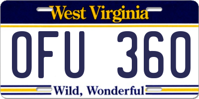 WV license plate OFU360