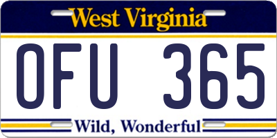 WV license plate OFU365