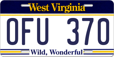 WV license plate OFU370
