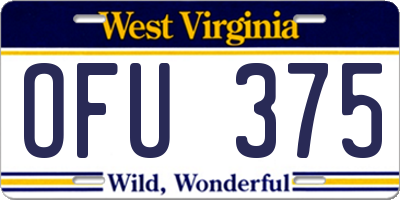 WV license plate OFU375