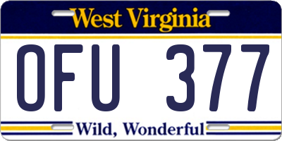 WV license plate OFU377