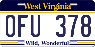 WV license plate OFU378