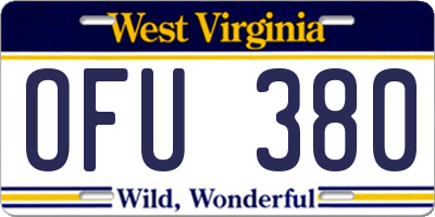 WV license plate OFU380