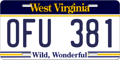 WV license plate OFU381