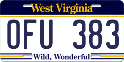 WV license plate OFU383