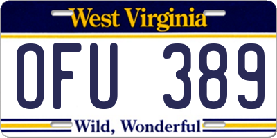 WV license plate OFU389