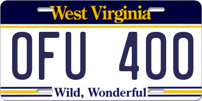 WV license plate OFU400