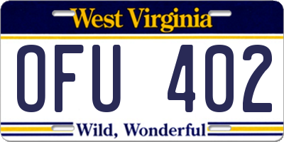 WV license plate OFU402