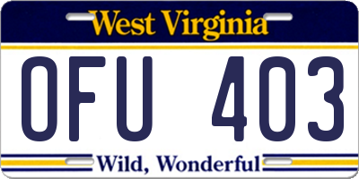 WV license plate OFU403