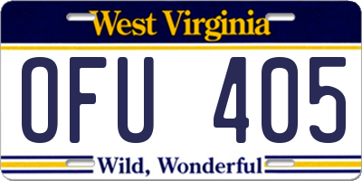 WV license plate OFU405