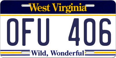 WV license plate OFU406