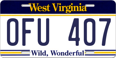 WV license plate OFU407