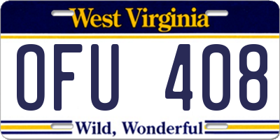 WV license plate OFU408