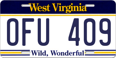 WV license plate OFU409