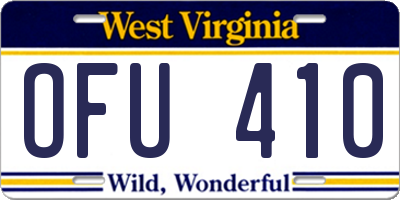 WV license plate OFU410