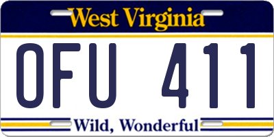 WV license plate OFU411