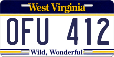 WV license plate OFU412