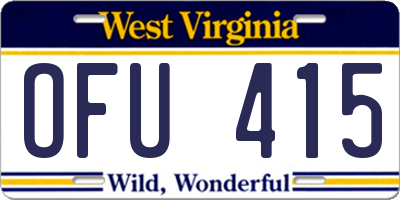 WV license plate OFU415
