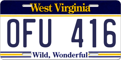 WV license plate OFU416