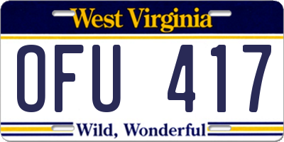 WV license plate OFU417