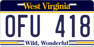 WV license plate OFU418