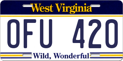 WV license plate OFU420
