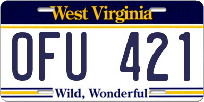 WV license plate OFU421