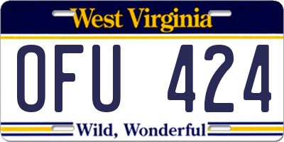 WV license plate OFU424