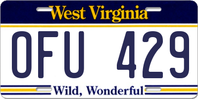 WV license plate OFU429