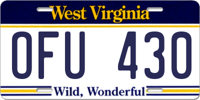 WV license plate OFU430