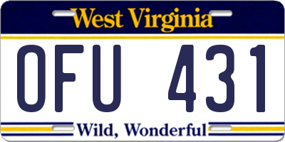 WV license plate OFU431