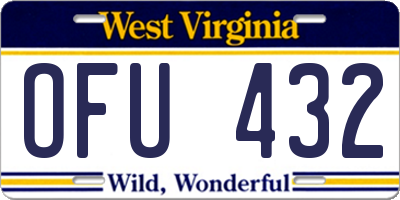 WV license plate OFU432