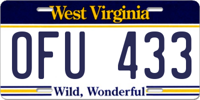 WV license plate OFU433
