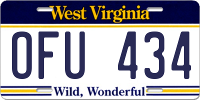 WV license plate OFU434