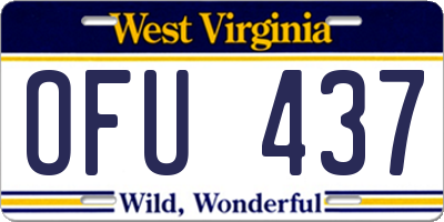 WV license plate OFU437