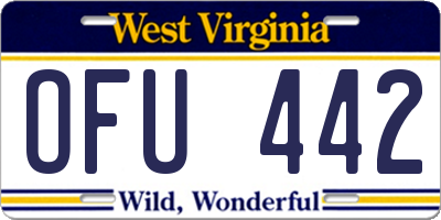 WV license plate OFU442