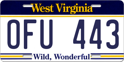 WV license plate OFU443