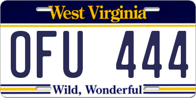 WV license plate OFU444